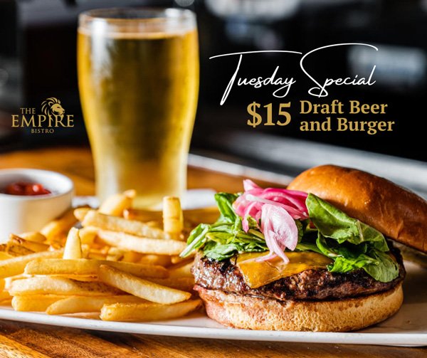 Tuesday burger and draft beer special